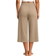 thumbnail image 7 of Ltctricy Wide Leg Capri Pants for Women Loose Fit Drawstring Lounge Pants with Pockets Comfy Casual Yoga Pants(Khaki,Medium), 7 of 7