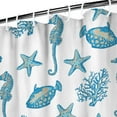 thumbnail image 4 of Ocean Starfish and Seahorse Shower Curtain with Tropical Beach Nautical Coral and Fish Pattern, Vintage Marine Seaside Design, Waterproof Fabric Curtain with Hooks, 4 of 5