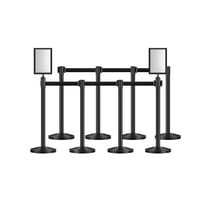 VEVOR Stanchion Post, 8 Pcs Stanchions with Retractable Belts, Carbon Steel Black Stanchions Queue with Sand Injection Hollow Base, Crowd Control Barriers for Theaters, Parties, Weddings