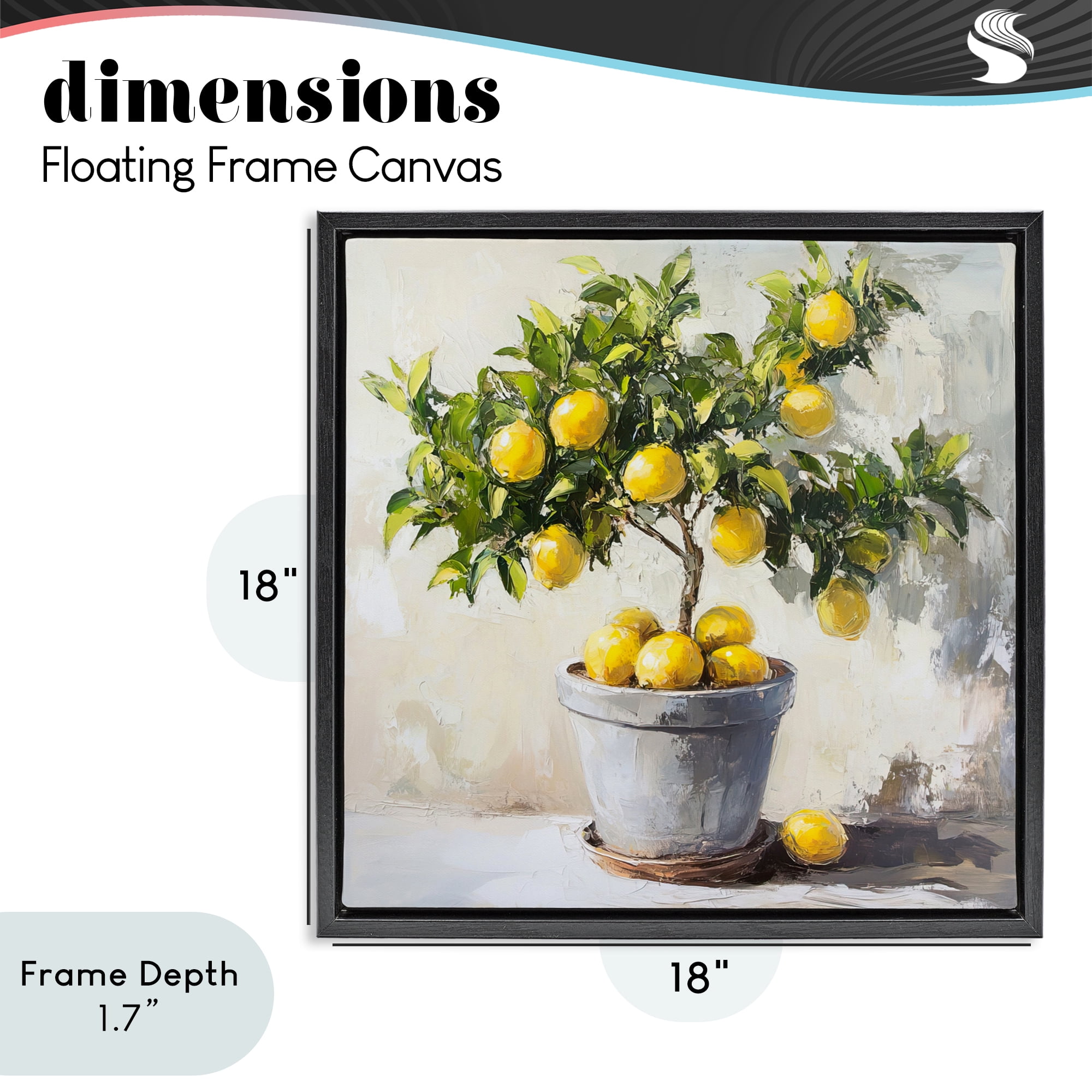 Stupell Industries Falling Lemon Tree Black Framed Floater Canvas Wall Art, design by Tina LeCour
