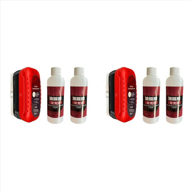 Tabla de Limpieza de Vidrios, Removedor PelíCula Aceite Vidrio para AutomóViles, Revestimiento Vidrio para Eliminar la Fuerza del Parabrisas (2 Pieza Roja y 4 Piezas de Limpiador)