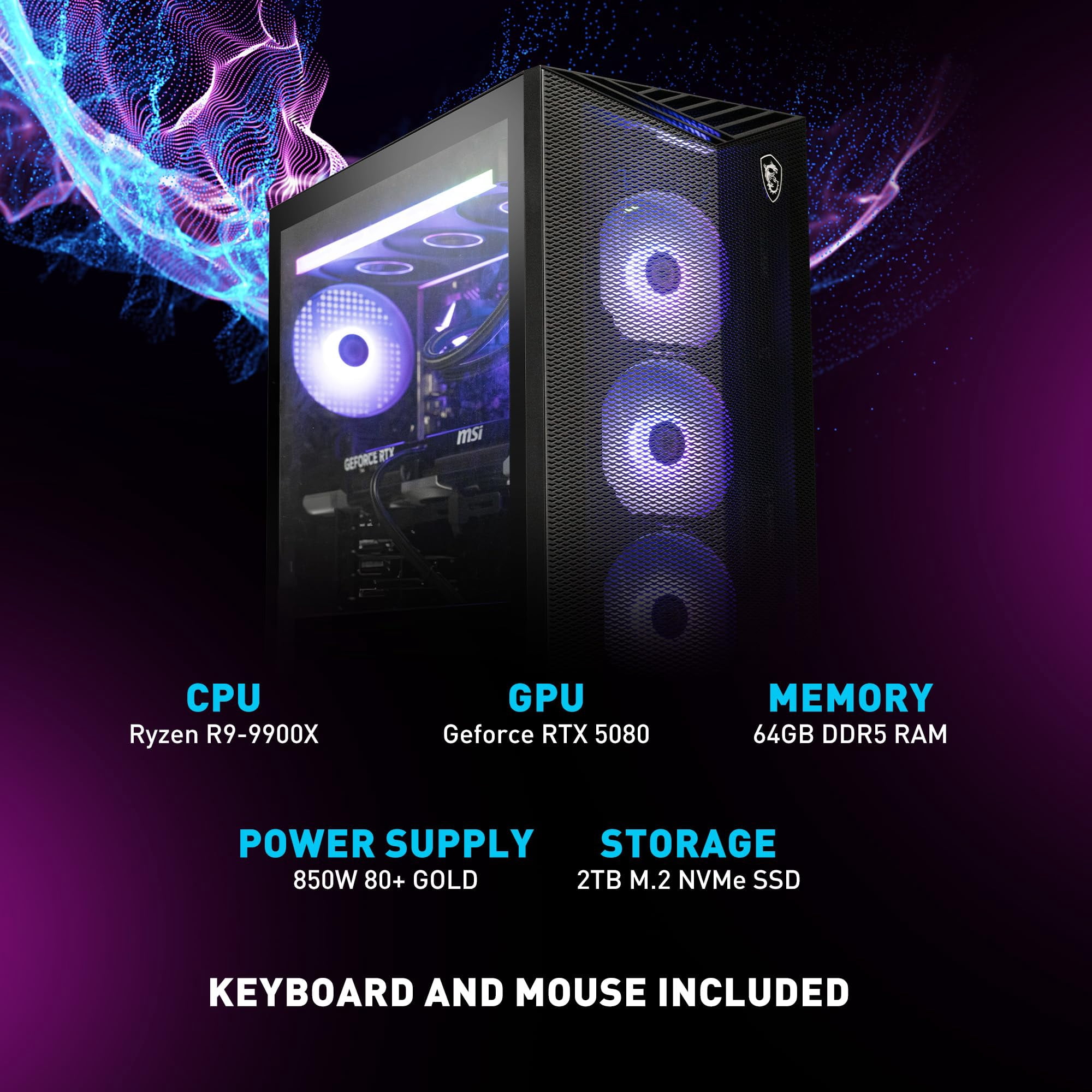 MSI Aegis ZS2 Gaming PC AMD Ryzen R9-9900X Nvidia RTX 5080 64GB MSI Aegis ZS2 Gaming PC AMD Ryzen R9-9900X Nvidia RTX 5080 64GB