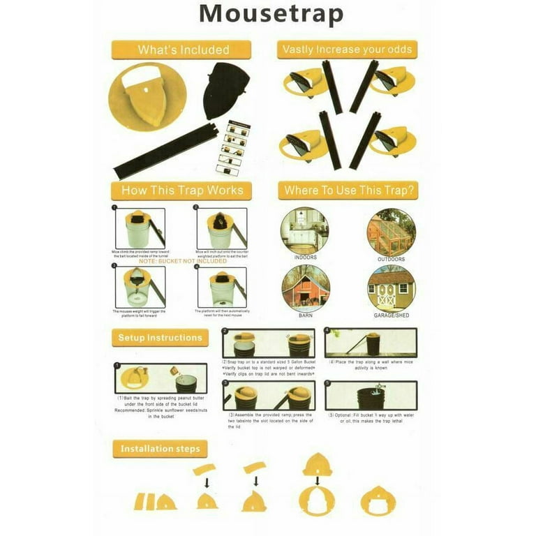 Rat Flip & Slip Trap Bucket Lid Mouse Trap - Elmyse