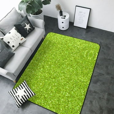 80*58in Soft Indoor Outdoor Rug Lime green glitter Washable Light Rugs for Living Room decoration Non - Slip Floor Carpet Bedroom Area Rug