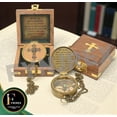 thumbnail image 2 of Engraved Antique Brass Compass with Wooden Box – Personalized Inscription Gift for Son, Mom, or Children, Ideal for Baptism, Birthday & Easter Decor, 2 of 8