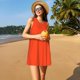 thumbnail image 3 of Balery Orange Vestidos de verano para mujer con estampado: vestido holgado sin mangas, vestido playero informal y cómodo para días calurosos., 3 of 7