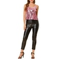thumbnail image 3 of INSPIRE CHIC Women's Sequin Spaghetti Strap Crop Camisole Tank Tops L Rose Pink, 3 of 9