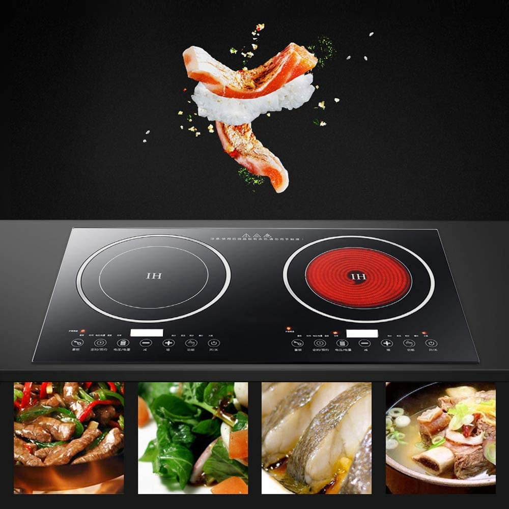 FETCOI, Portable Double Induction Cooktop Portable Electric Cooker Cooktop Countertop Digital Electric Countertop