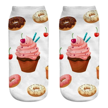 

yinguo women 3pc socks digital printing donut fashion casual personalized socks