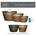 thumbnail image 6 of Whiskey Barrel Planters - Outdoor Flower Pots, 15 Inch, Set of 3 - Distressed Oak Resin Plant Pots with Drainage for Patio, Garden, Porch, 6 of 7