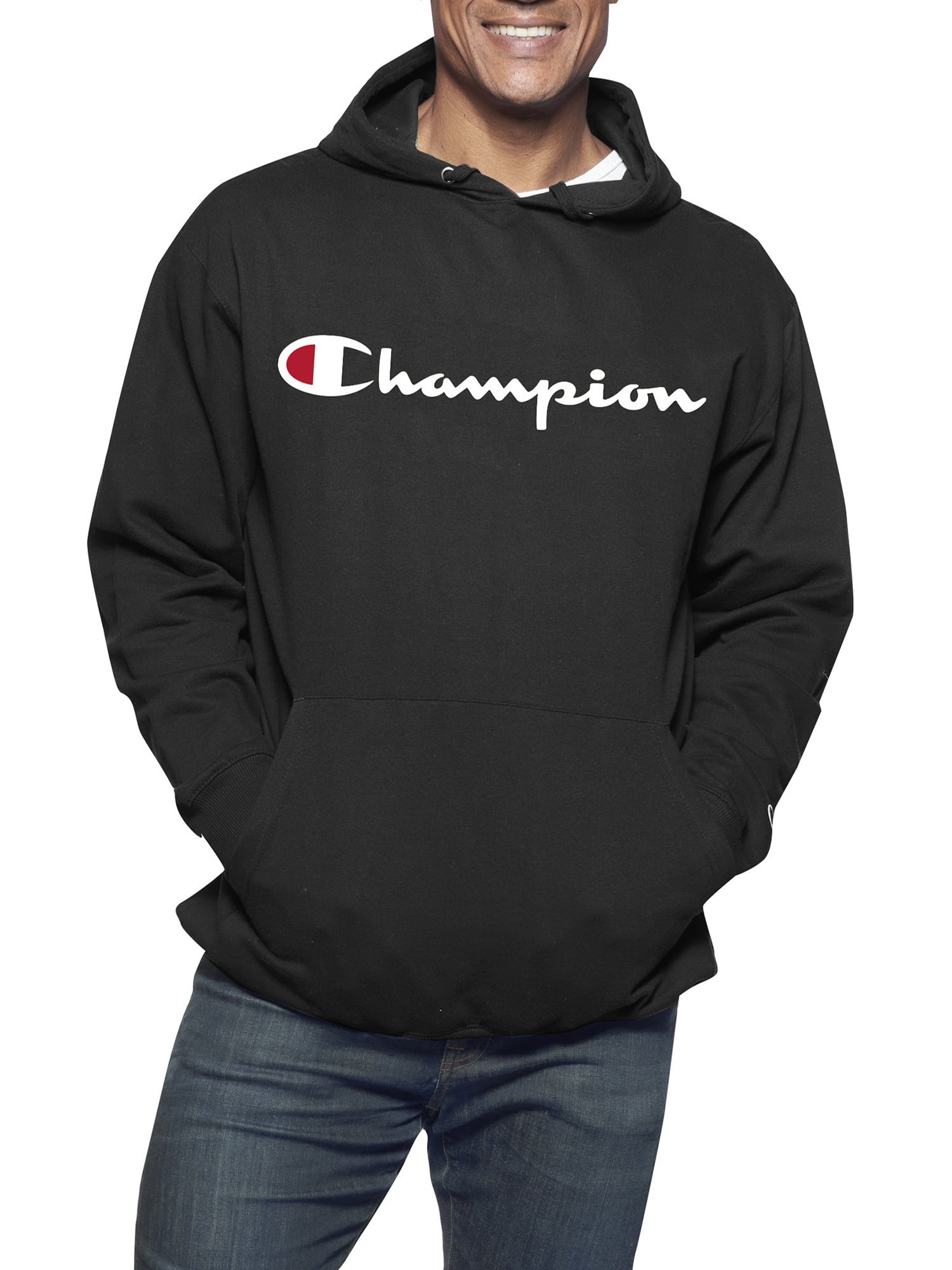 Details about   CHAMPION CENTURY PULLOVER HOODIE BLACK MENS SIZE LARGE 