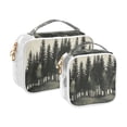 thumbnail image 2 of Clear Makeup Bags with Handle Large Opening 2 Pack Set Toiletry Bag Quart Size Bag, for Women Man Traveling Travel Essentials, Toiletries and Other. Hand Drawn Forest, 2 of 5