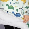 thumbnail image 3 of Oversized Wearable Blanket Hoodie,Light Toned Dinosaur with ROAR Pattern Sherpa Blanket Hoodie with Super Pockets,Super Warm Fuzzy Pullover for Women & Men, 3 of 6