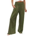 thumbnail image 1 of Kcodviy Womens High Waist Pockets Womens Cotton Pants Casual with Pockets Elastic Waist Solid Loose Womens Casual Loose Ripped Denim Pants Casual Long Trousers, 1 of 7