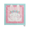 thumbnail image 2 of QuanTara Easter Bunny Paper Napkins 20 Count, Pink Bunny & Egg Design Disposable Napkins for Holiday Party, Easter Dinner, 4.92x4.92in, 1-Pack, 2 of 7