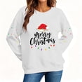 thumbnail image 5 of NSLGXD Womens Graphic Sweatshirt Crewneck Long Sleeve Pullover Merry Christmas Santa Hat Print Casual Holiday Top XS-2XL, 5 of 8