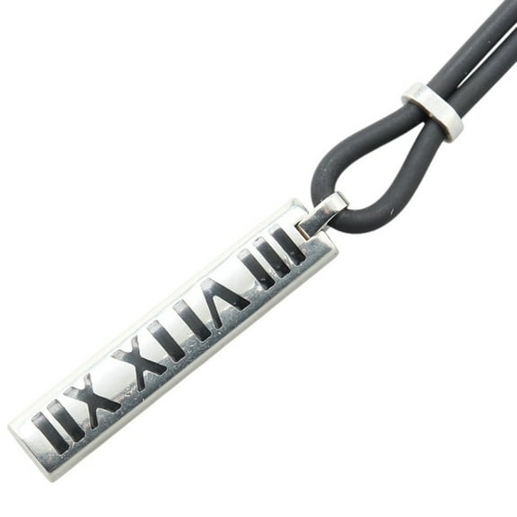 Pre-Owned Tiffany Atlas Necklace Silver Black SV925 Rubber Women's TIFFANY&Co.