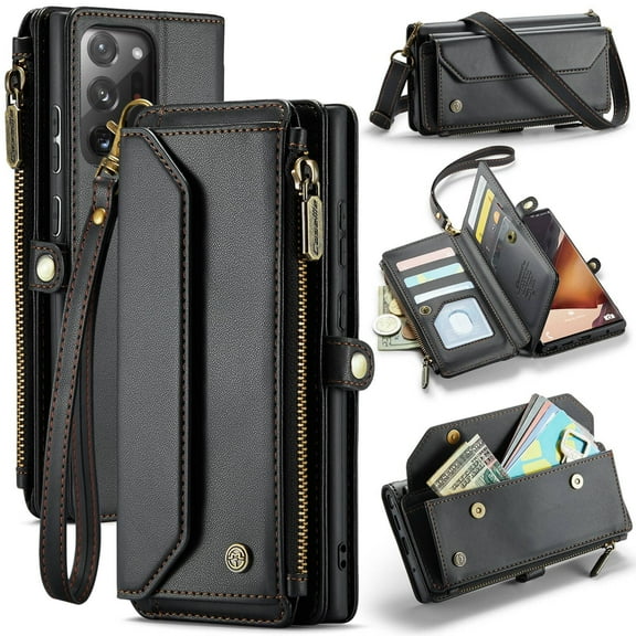 Crossbody for Samsung Galaxy Note 20 Ultra Case Wallet【RFID Blocking】with 10-Card Holder Zipper Bills Slot, Soft PU Leather Magnetic Shoulder Wrist Strap for Galaxy Note 20 Ultra Wallet Case Women