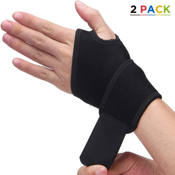 2 Pack Wrist Braces - Wrist Wraps for Carpal Tunnel, Arthritis, and Tendinitis Pain Relief - Fits Both Right and Left Hands - Compression and Support for Fitness Enthusiasts