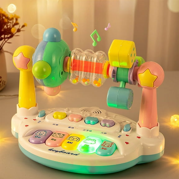 ChicYu Educational Baby Toy Kids Musical Electronic Keyboard with Rotatable Rattle Multifunctional Baby Early Education Story Stimulating Auditory and Visual Development