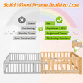 thumbnail image 5 of Twin Size Floor Bed with Door and Fence, UHOMEPRO Montessori Floor Bed with Slats and Safety Guardrails, Solid Wood Twin Bed Frame for Bedroom, Natural, 5 of 14