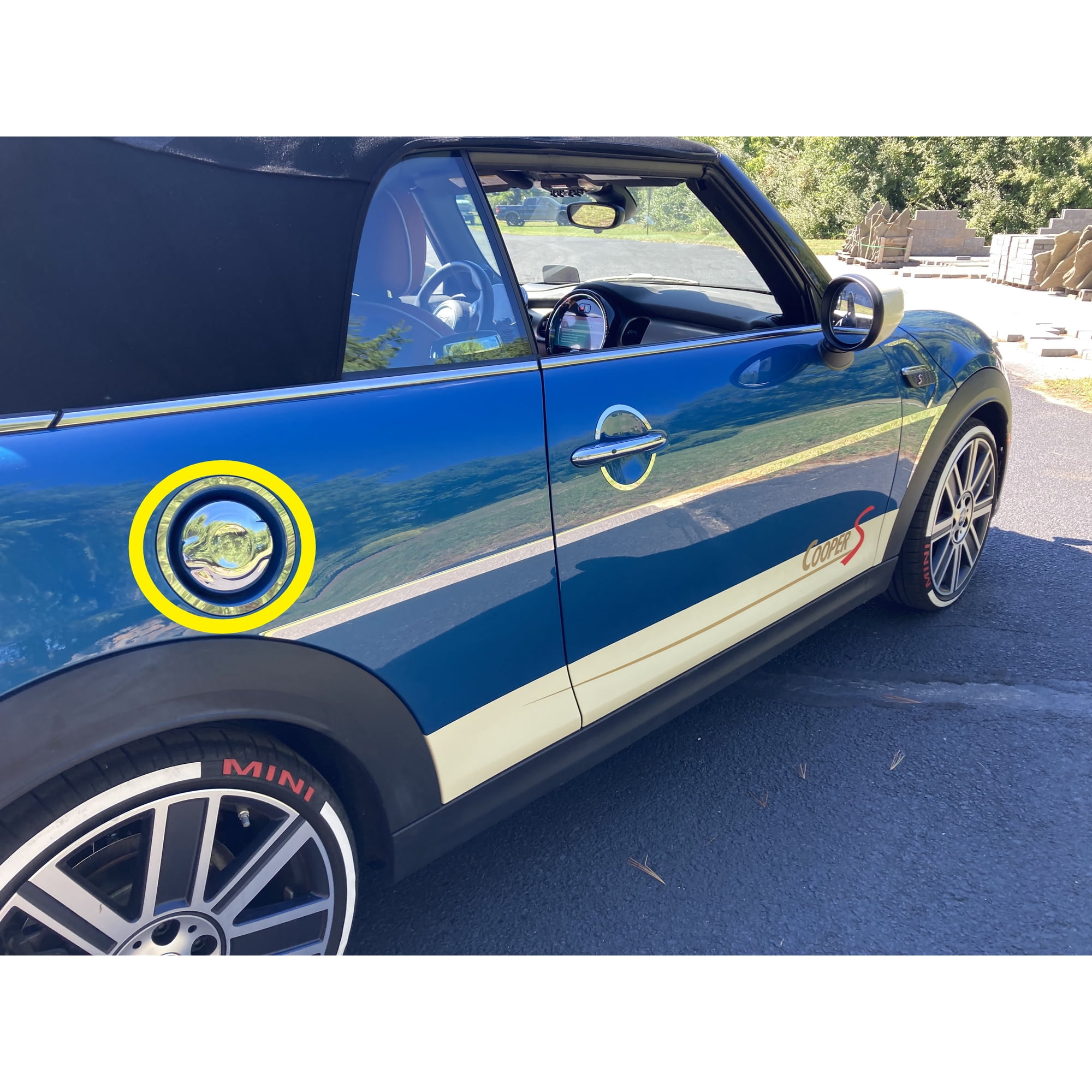 QAA part GC72880 is a 1 piece Stainless Steel Gas Door Cover Trim that is compatible with the Mini Cooper 2018-2022, 2-door, Convertible