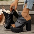 thumbnail image 5 of Pandaie Platform Chunky High Heels for Women 4.53 Inch Open Toe Backless Pumps Wedding Party Prom Dress Sandals Shoes Size 6-10, 5 of 7