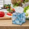 thumbnail image 3 of ZIABUTLE Blue Marble Stripe Leather Tissue Box Cover Square Tissue Box Covers Pack Lightweight Tissue Box Covers Rectangular for Kitchen Decorative Wear Resistant Tissue Box Covers, 3 of 7