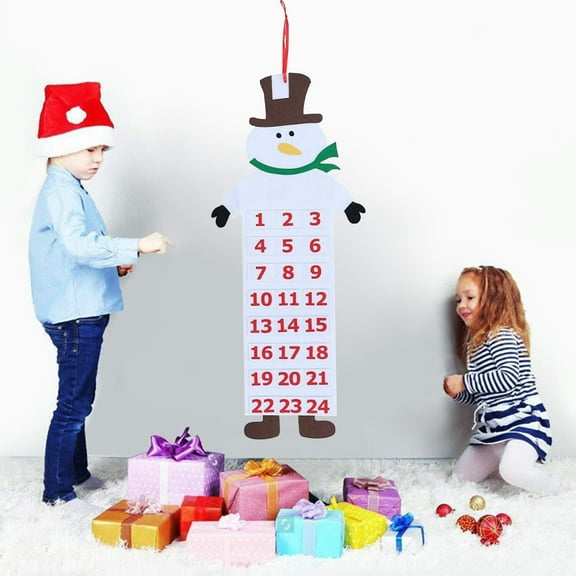 YOHAVEN Christmas Felt Tree Countdown Calendar, Hanging Advent Decoration for Wall Door Shelf, Holiday Gift Holder for Family Office Seasonal Celebration