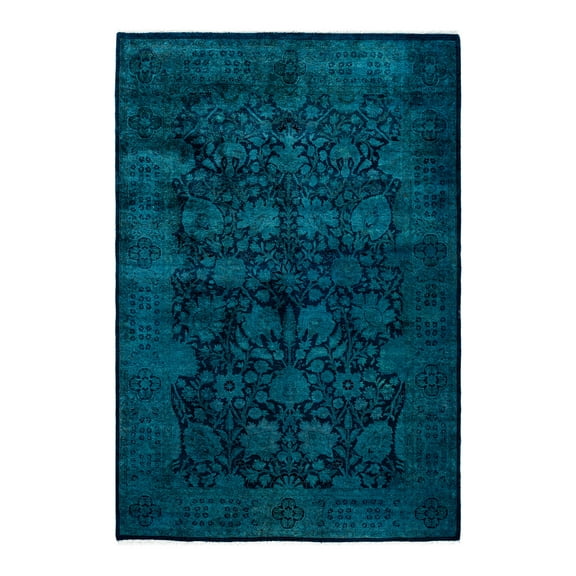 Fine Vibrance One-of-a-Kind Hand-Knotted Area Rug - Blue, 4' 1" x 6' 1"