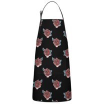 Pioneer Flower Floral Print Pattern Apron-Garden Aprons for Women with Pockets-Cotton Linen Waterproof Kitchen Cooking Gardening Aprons Adjustable for Kitchen,Cooking,BBQ and Salon 33x27 Inch