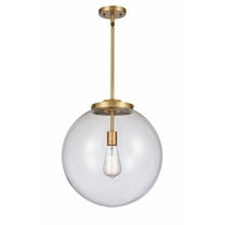 221-1S-BB-G202-16-Innovations Lighting-Beacon - 1 Light Pendant In Industrial Style-17 Inches Tall and 16 Inches Wide-Brushed Brass Finish-Clear Glass