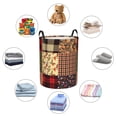 thumbnail image 2 of DouZhe Waterproof Collapsible Large Laundry Baskets, Abstract Tartan Prints Circular Hamper with Handles, 2 of 7
