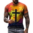 thumbnail image 2 of Waiimak T-Shirt Unimode pour Hommes Imprimés Graphiques Croix Manches Courtes Blouse Décontractée, 2 of 9