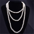 thumbnail image 5 of Faux Pearl Necklace Charming Sleek Glass Cluster Long Simulated Pearl Necklace for Anniversary--Light blue-Product code 51854 Light blue, 5 of 5