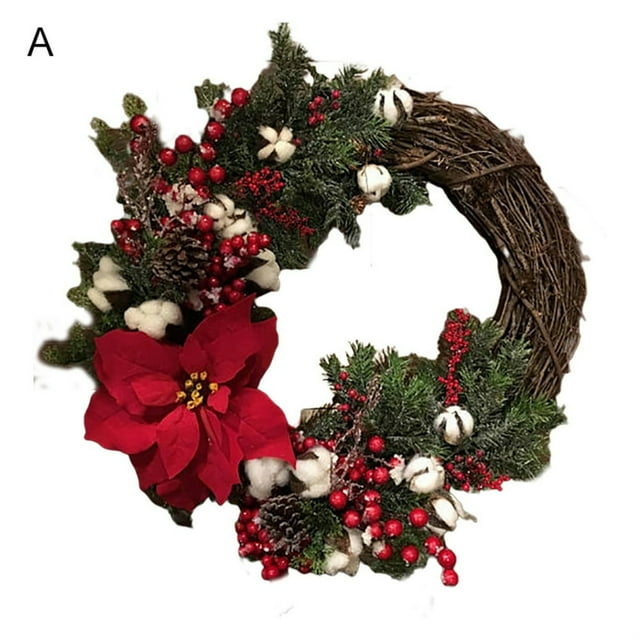 Hanging Pendant Exquisite Workmanship Widely Application Rattan Merry Christmas Door Welcome Flower Garland Wreath for Home
