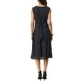 thumbnail image 3 of INSPIRE CHIC Summer Polka Dot Dress for Women Casual Sleeveless V Neck Tie Waist Chiffon Midi Dresses with Pockets S Black, 3 of 6