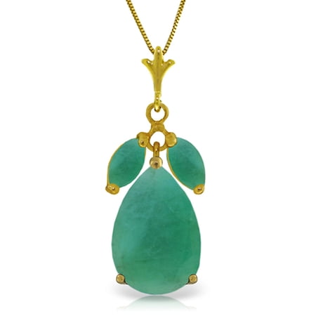 Galaxy Gold 14K Solid Gold Natural Emerald Pendant Necklace for Women - Yellow Gold Fine Jewelry