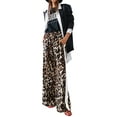thumbnail image 2 of Women'S Cheetah Print Wide Leg Baggy Pants Y2k Side Loose Streetwear Trousers Brown & White. S, 2 of 8