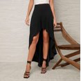 thumbnail image 2 of Women's Summer Skirts Elegant Going Out Chiffon Skirt Party Casual Swing Skirt High Waist Plain Ruffles A-Line Dress Solid Color Office Woek Maxi Dress, 2 of 7