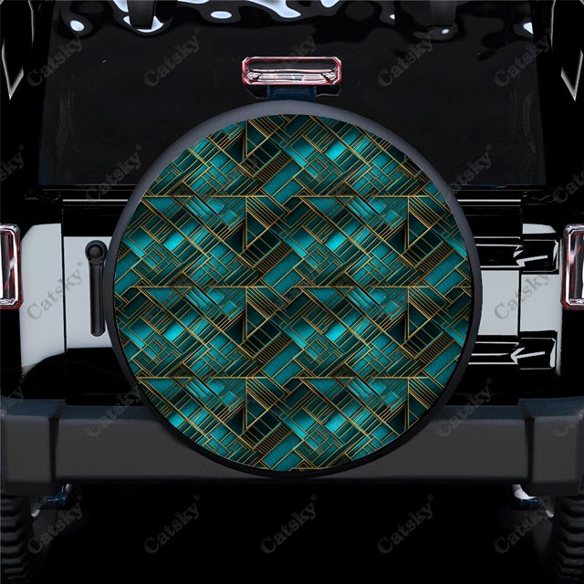 Abstract Shapes Cool Design Polyester Universal Spare Wheel Tire Cover Wheel Covers for Trailer RV SUV Truck Camper