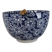 Blue Botanica Floral Blossoms 20Oz Donburi Ramen Soup Bowl With Chopsticks Set