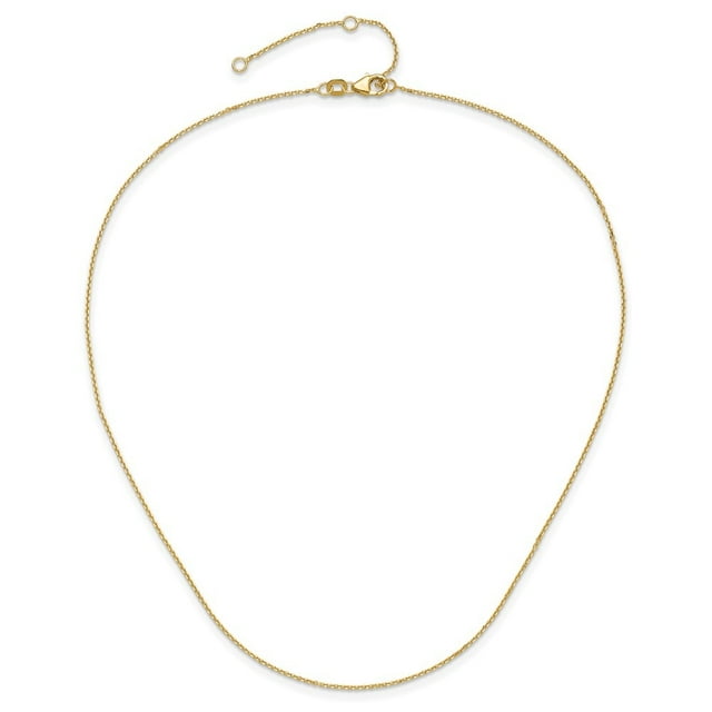 Diamond2Deal 10K Or Jaune.95 mm Rond Câble 1+1in Collier de Chaîne Réglable pour les Femmes 18"