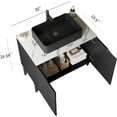 thumbnail image 2 of 30" Bathroom Vanity with Sink, Small Bathroom Vanity with Durable Ceramic Basin and Sintered Stone Countertop and Soft Closing, Freestanding Bathroom Vanities, Black, 2 of 7