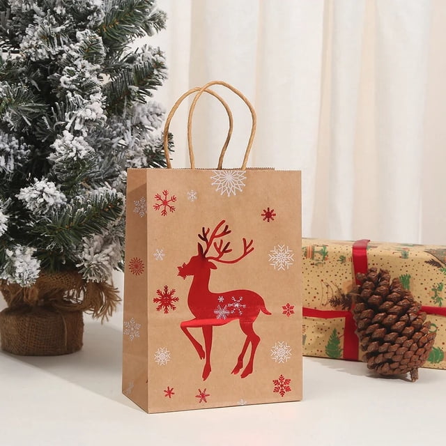 Bolsa de papel para regalo de Navidad, 4 piezas, Papá Noel, galletas, dulces, manualidades, fiesta de navidad