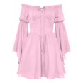 thumbnail image 6 of Renaissance Dress Women Long Bell Sleeve Off Shoulder Chiffon A Line Flowy Corset Dress Victorian Fairy Dresses, 6 of 6