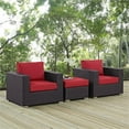 thumbnail image 4 of Afuera Living 3-Piece Aluminum and Rattan Patio Sofa Set in Red/Espresso, 4 of 6
