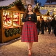 thumbnail image 3 of Agnes Orinda Women's Plus Size A Line Knee Length Flare Plaid Skirts 1X Red, 3 of 8