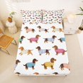 thumbnail image 5 of Homewish Cute Dachshund Bed Sheets,Cartoon Pet Dog Full Size Sheets,White,4pcs,1 Flat Sheet, 1 Fitted Sheet and 2 Pillowcases, 5 of 6