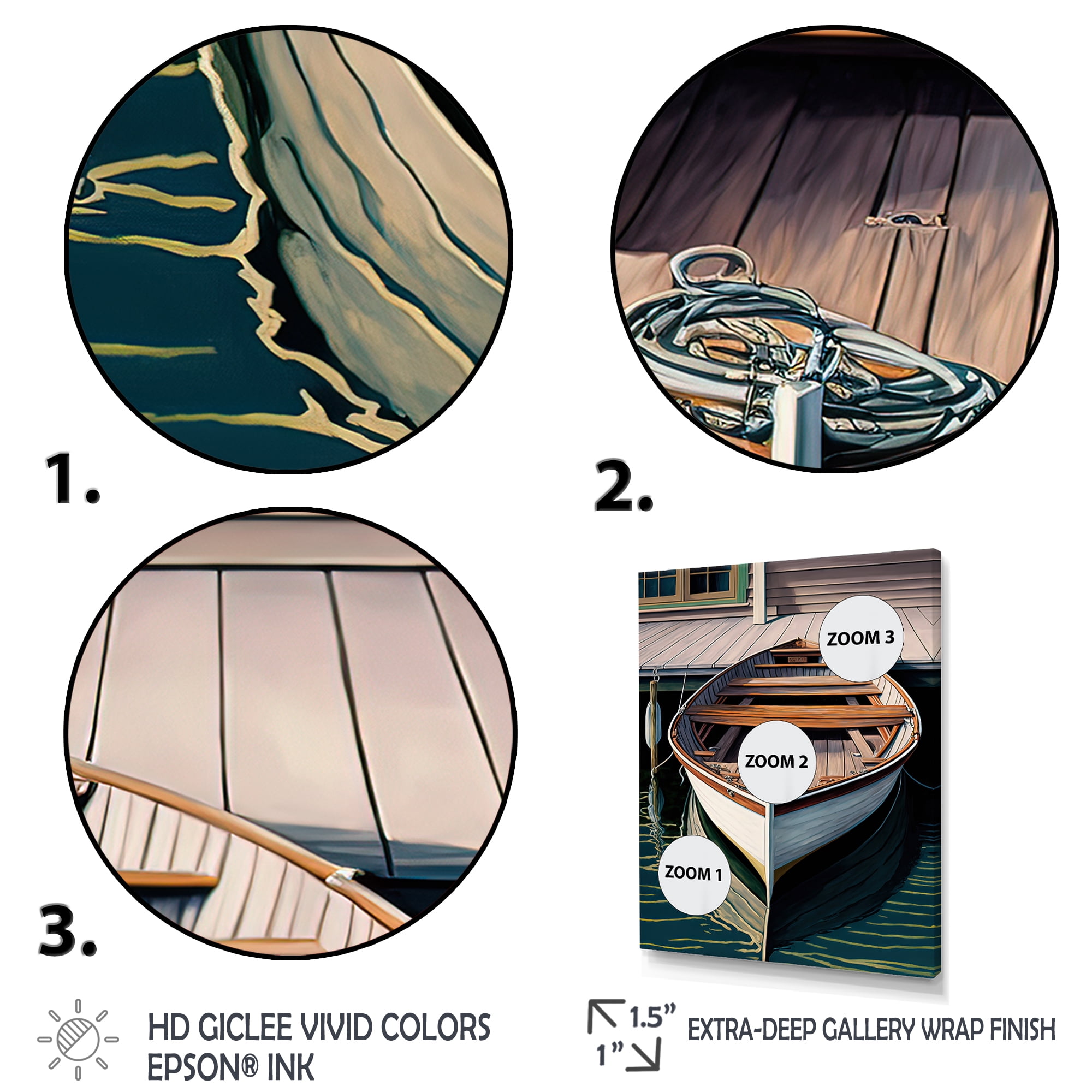Designart Docked Boat I Canvas Wall Art